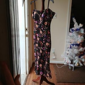 GUESS LOS ANGELES, 8, Black, Floral, Off The Shoulder, Dress